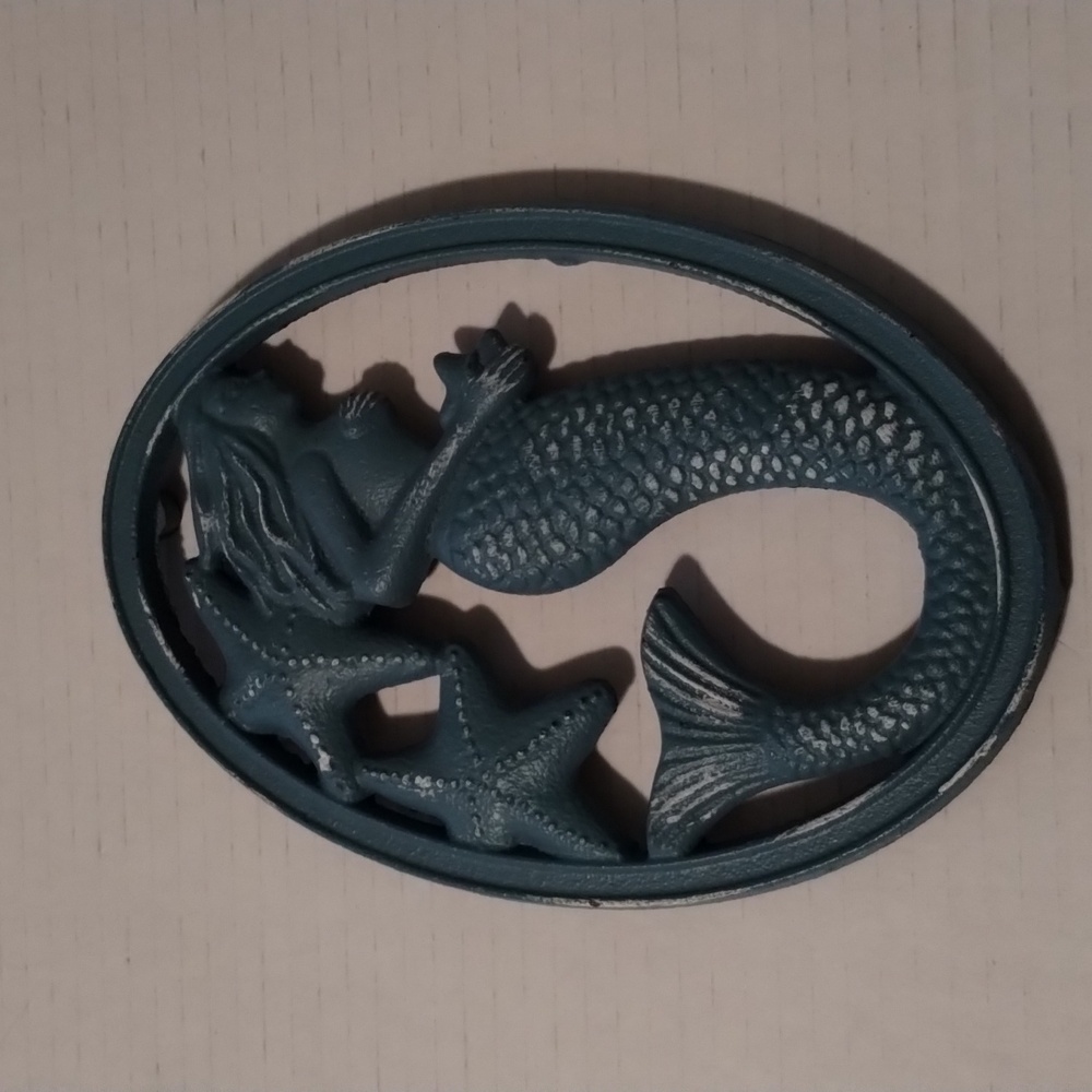 Blue mermaid starfish heavy oval decor